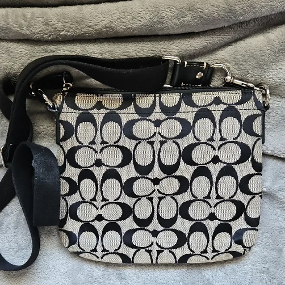 Coach Signature Black and Gray Crossbody Bag - Picture 2 of 5
